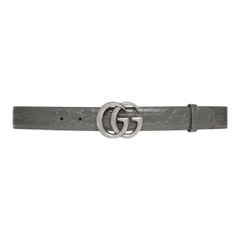 GUCCI Leather Belts Men's Gray Width 3CM