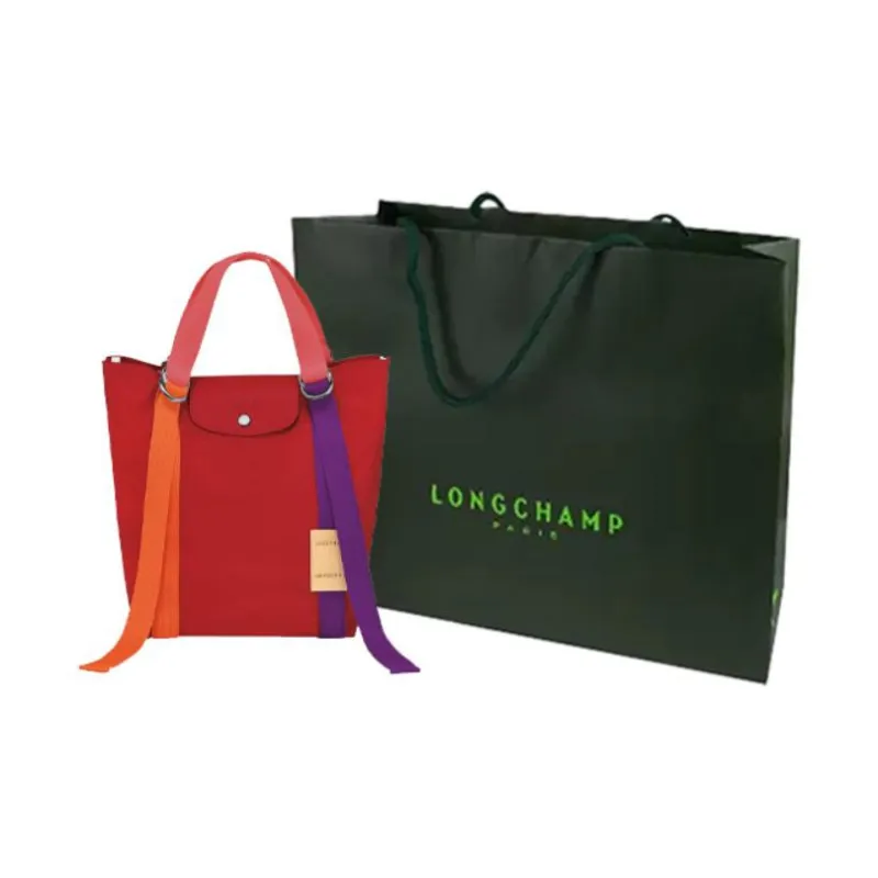 LONGCHAMP Le Pliage Re-play Canvas With Leather Trim One Shoulder Canvas Bag Handbag Women's Red-0