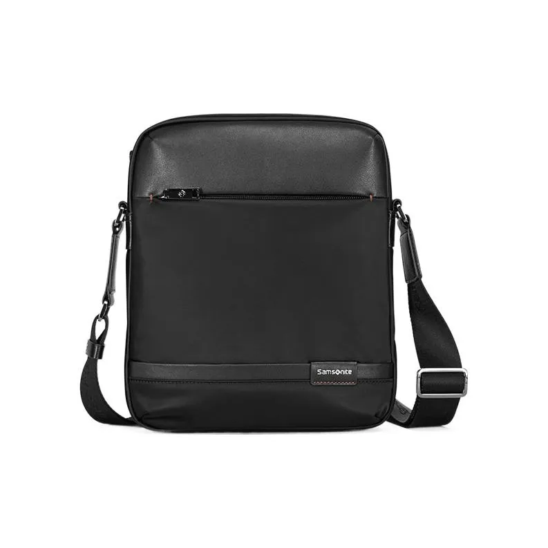 SAMSONITE Cow Leather With Fabric Briefcase, Shoulder Bag, Crossbody Bag Medium Size Men's Black-0