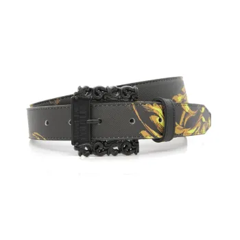 VERSACE Leather Belts Men Black