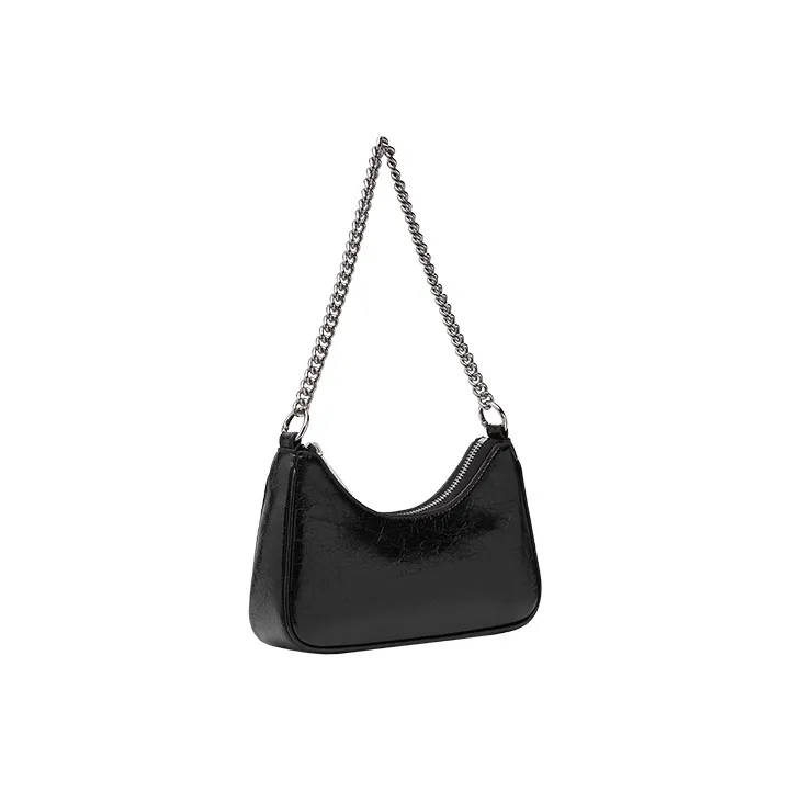 VANESSA HOGAN Vh Classic Series Cow Leather Shoulder Bag Chain Shoulder Bag Small Size Women's Silver/Black-7