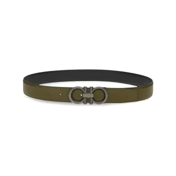 Ferragamo Leather Belts Men Green