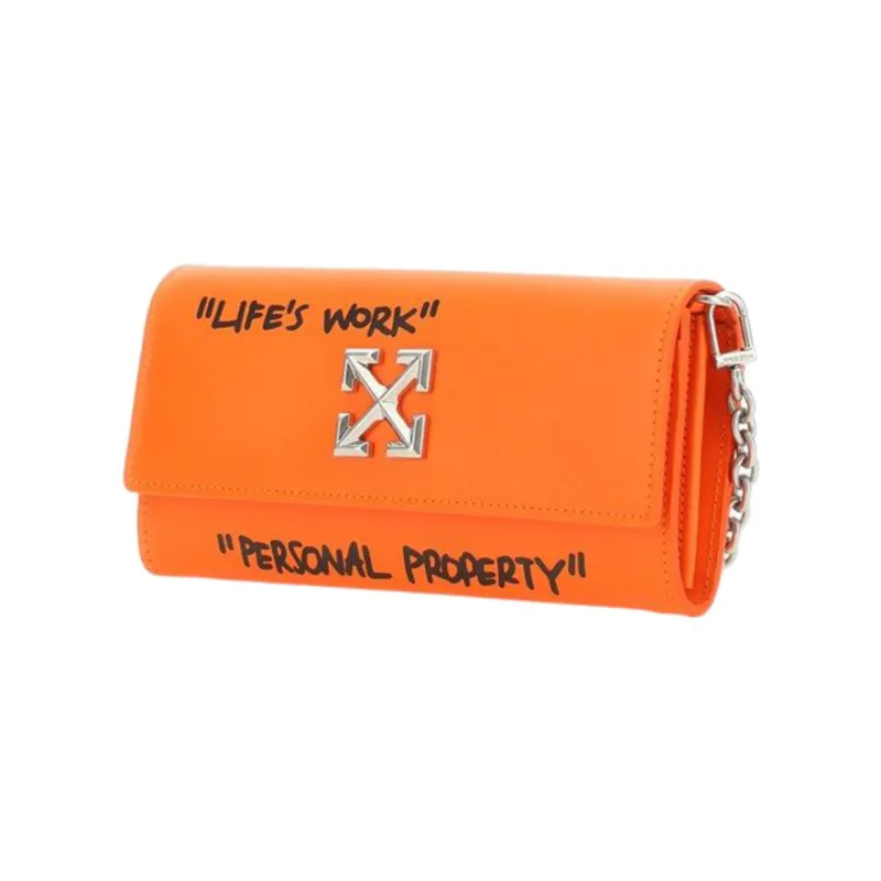 OFF-WHITE Leather Shoulder Bag Crossbody Bag Wallets Women's Orange-1