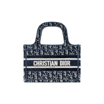 DIOR BookTote Velvet Tote Bag Shopping Bag Handbag Mini Women's Blue