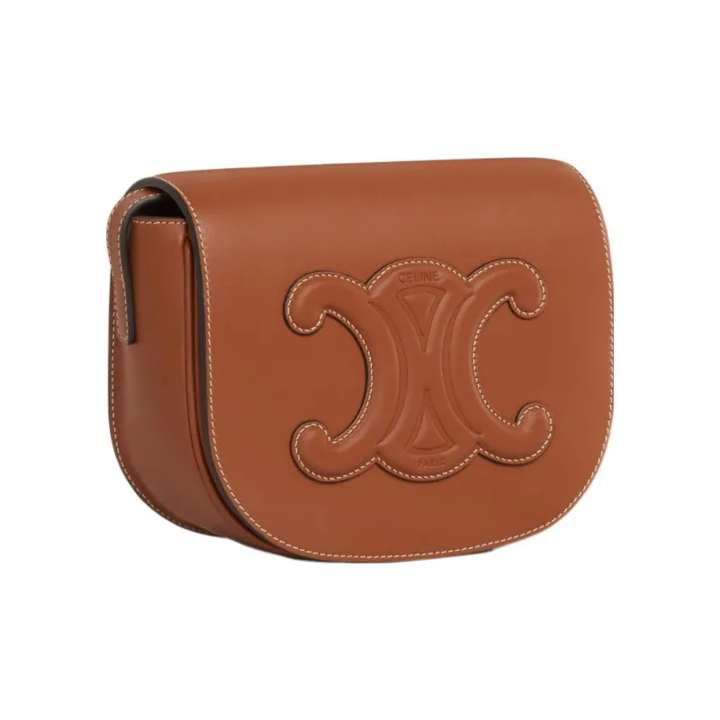CELINE Cuir Triomphe Smooth Cow Leather Shoulder Bag Crossbody Bag Women's Tawny-1