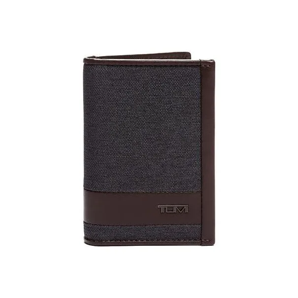 TUMI Fabric Cow Leather Patchwork Coin Purse Key Pouch Card Holder Men's Brown-0
