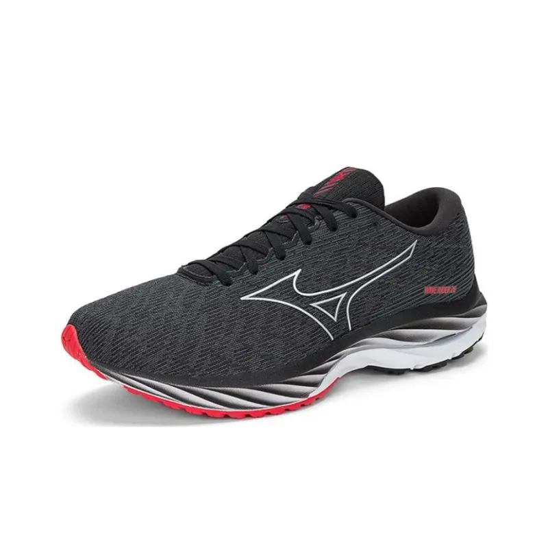 Mizuno Wave Rider 26 Anti Slip Wear Resistant Low Top Running Shoes Unisex Black Red-2