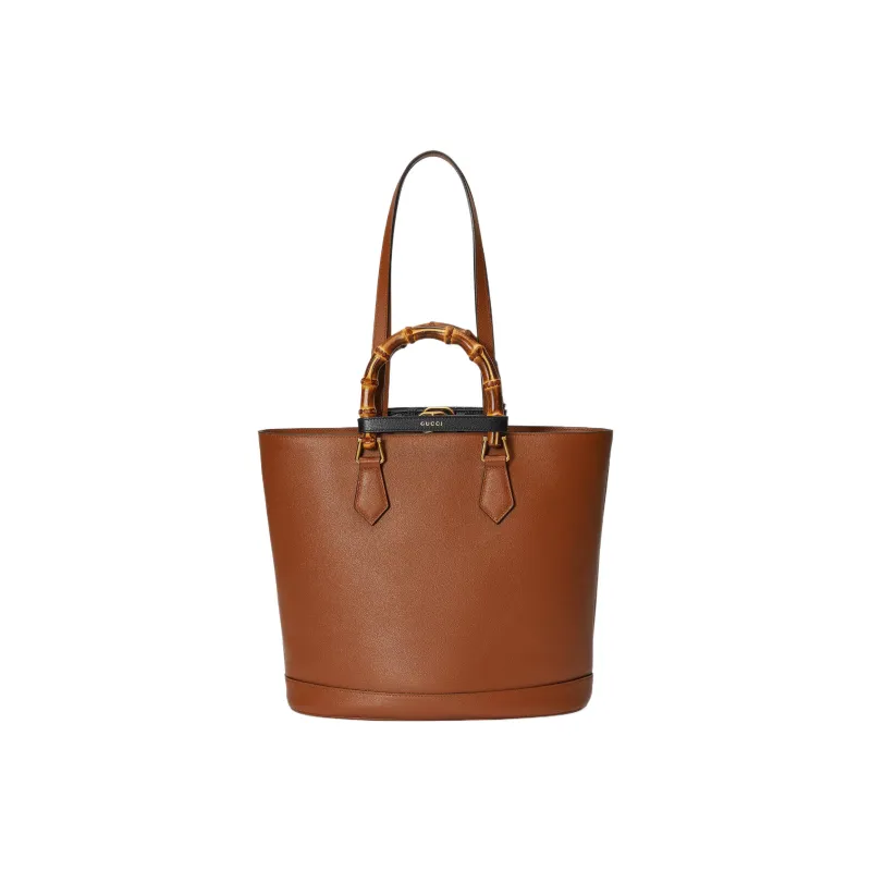 GUCCI Diana Leather Tote Bag Shopping Bag Shoulder Bag Handbag Medium Size Women's Brown-4