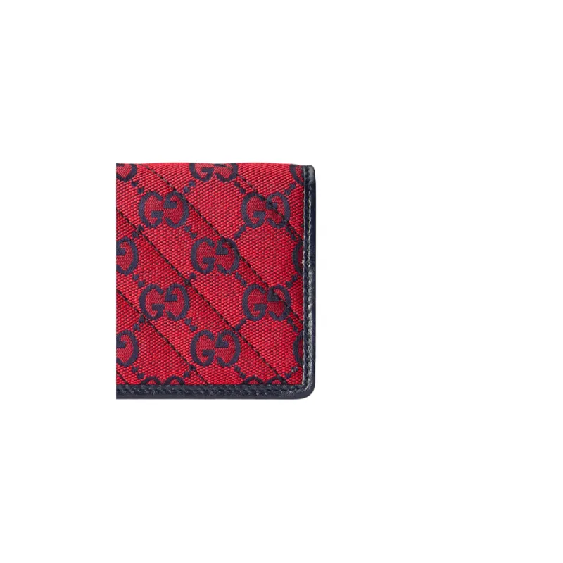 GUCCI Quilting Canvas With Leather Card Holder, Canvas Bag, Wallet Women's Red/Blue-6