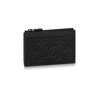 LOUIS VUITTON COIN Cow Leather Card Holder Regular Men's Black