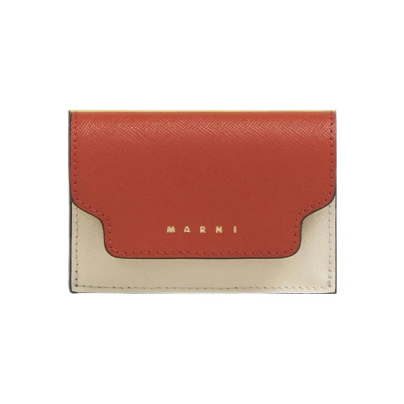 MARNI Logo Printed Tri-Fold Saffiano Wallet-0