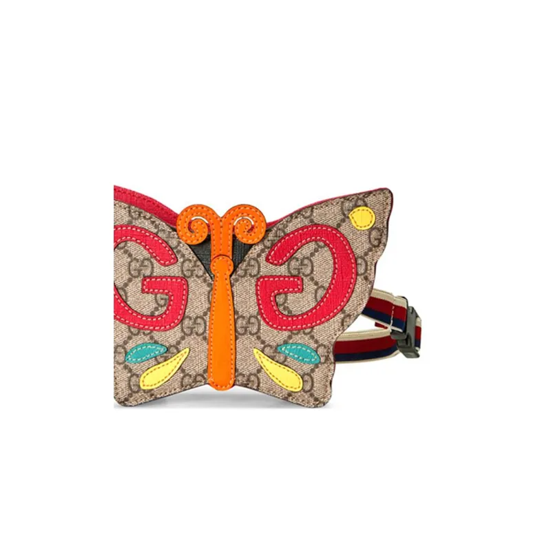 GUCCI Canvas With Leather Fanny Pack Sling Bags Kids' Ebony/Multicolor-7