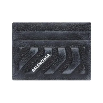 Balenciaga Car Grained Calfskin Card Holder Men's Black/Gray