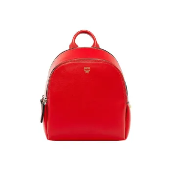 MCM Cow Leather Backpack Mini Women's Red