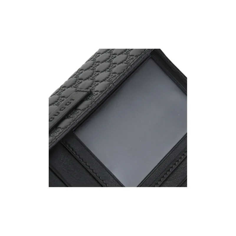 GUCCI Embossed Leather Wallet Unisex Black-4