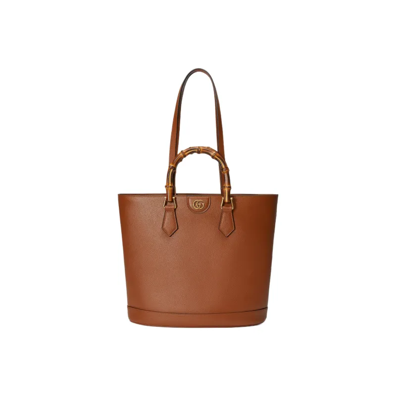 GUCCI Diana Leather Tote Bag Shopping Bag Shoulder Bag Handbag Medium Size Women's Brown-1