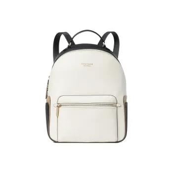 Kate Spade Hudson Leather Backpack Large Size Women's White & Black