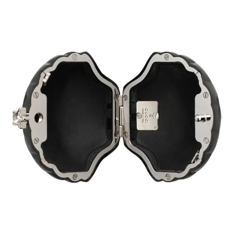 GUCCI Crystal Binding Eveningwear One Shoulder Crossbody Clutch Women's Black-5