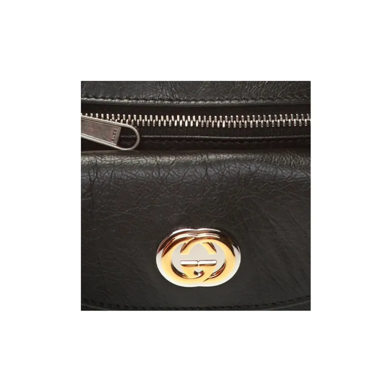 GUCCI Cow Leather Shoulder Bag, Crossbody Bag, Sling Bag, Fanny Pack Mini Unisex Black-3