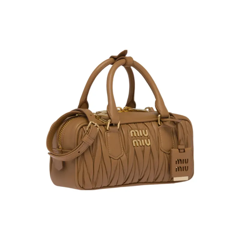 MIU MIU Matelassé Leather Shoulder Bag, Crossbody Bag, Handbag Trumpets Women's Caramel-2