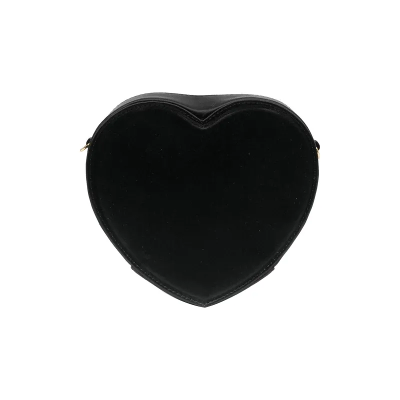 VERSACE Calfskin Heart-Shaped Shoulder Bag Crossbody Bag Kids' Black/Silver-1