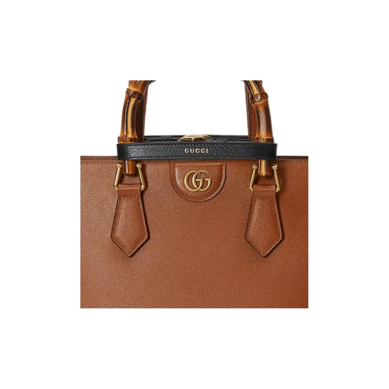 GUCCI Diana Leather Tote Bag Shopping Bag Shoulder Bag Handbag Medium Size Women's Brown-8