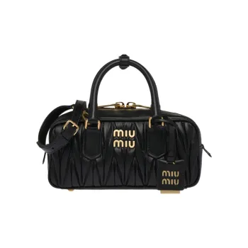 MIU MIU Matelassé Soft Sheep Leather Shoulder Bag Crossbody Bag Handbag Regular Women's Black