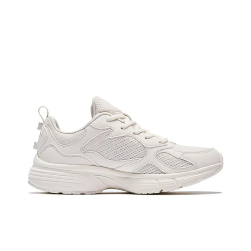 QIAODAN Abrasion Resistant Breathable Low Top Running Shoes Women's White Gold-1