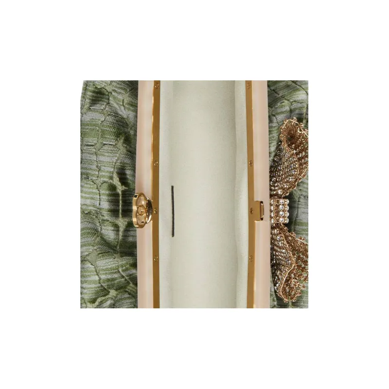 GUCCI Velvet Jacquard One Shoulder Crossbody Clutches Women's Green-7