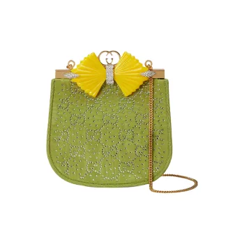 GUCCI Resin Glass Fabric Single One Shoulder Crossbody Clutches Women's Green