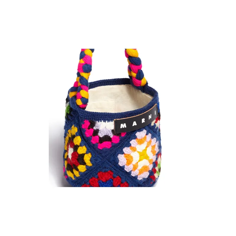 MARNI Wool Basket Bag Handbag Small Size Women's Blue-2