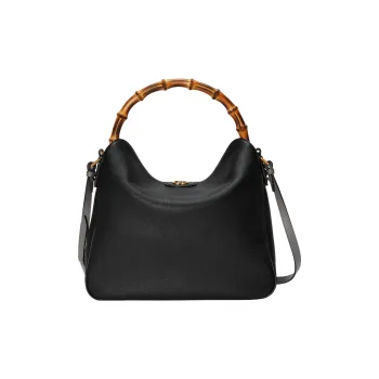 GUCCI Diana Leather Crossbody Bag Shoulder Bag Large Size Women's Black