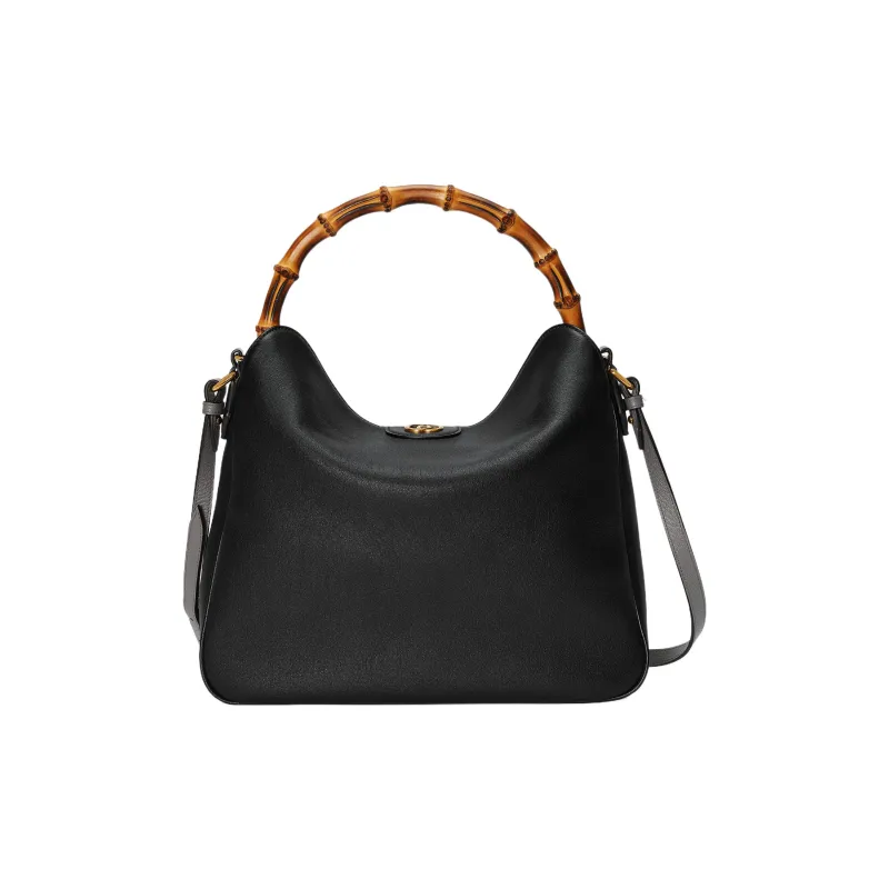 GUCCI Diana Leather Crossbody Bag Shoulder Bag Large Size Women's Black-0
