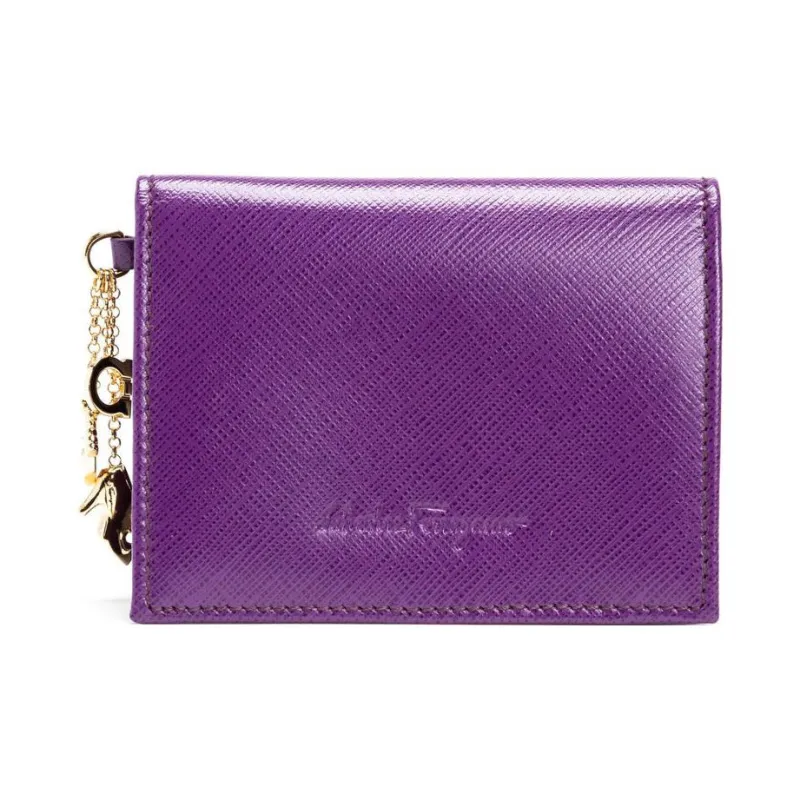 FERRAGAMO Leather Wallet Women's Purple-0