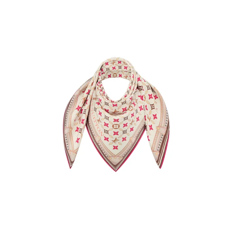 LOUIS VUITTON Silk Scarves Women's Brown-2
