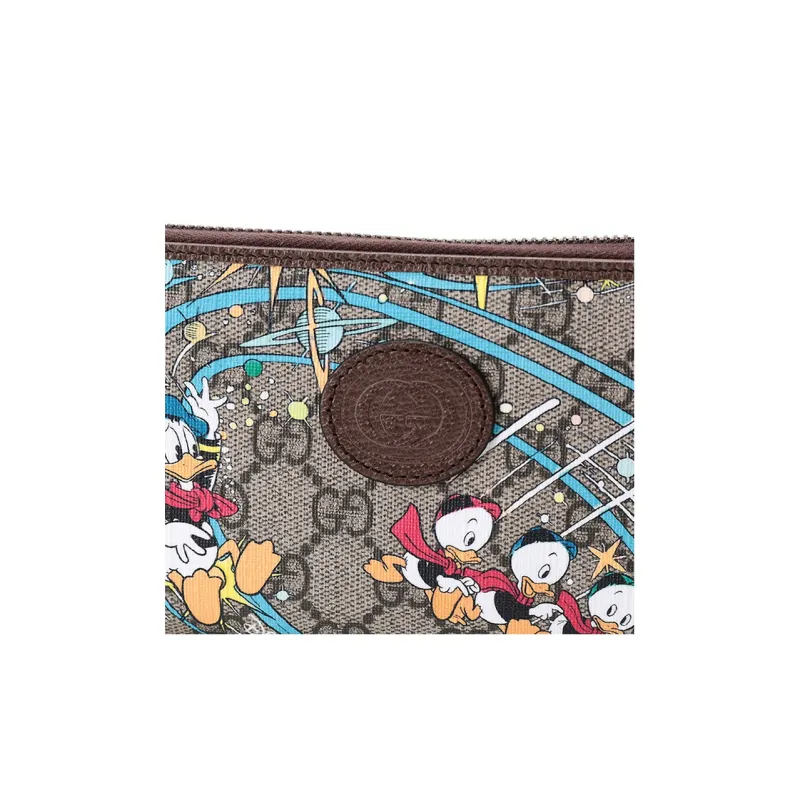 GUCCI Disney Collaboration Canvas With Leather Wallet Unisex Brown/Beige/Wood Brown-7