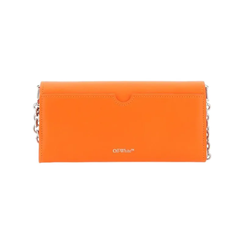 OFF-WHITE Leather Shoulder Bag Crossbody Bag Wallets Women's Orange-3