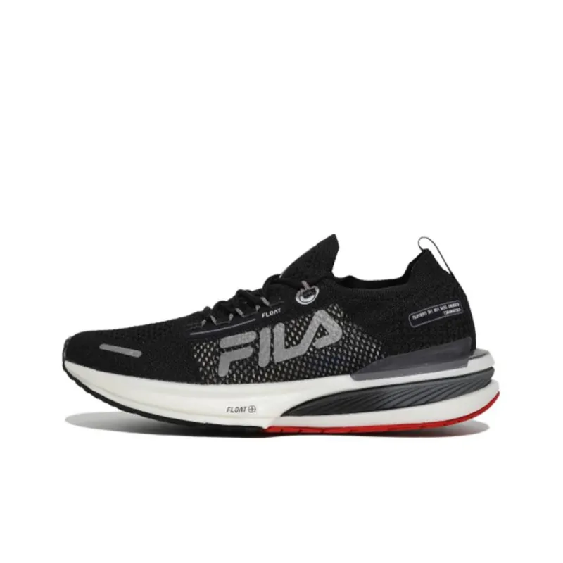 FILA FLOAT ELITE Anti Slip Wear Resistant Low Top Running Shoes Men's Black White Red Korean Style-0