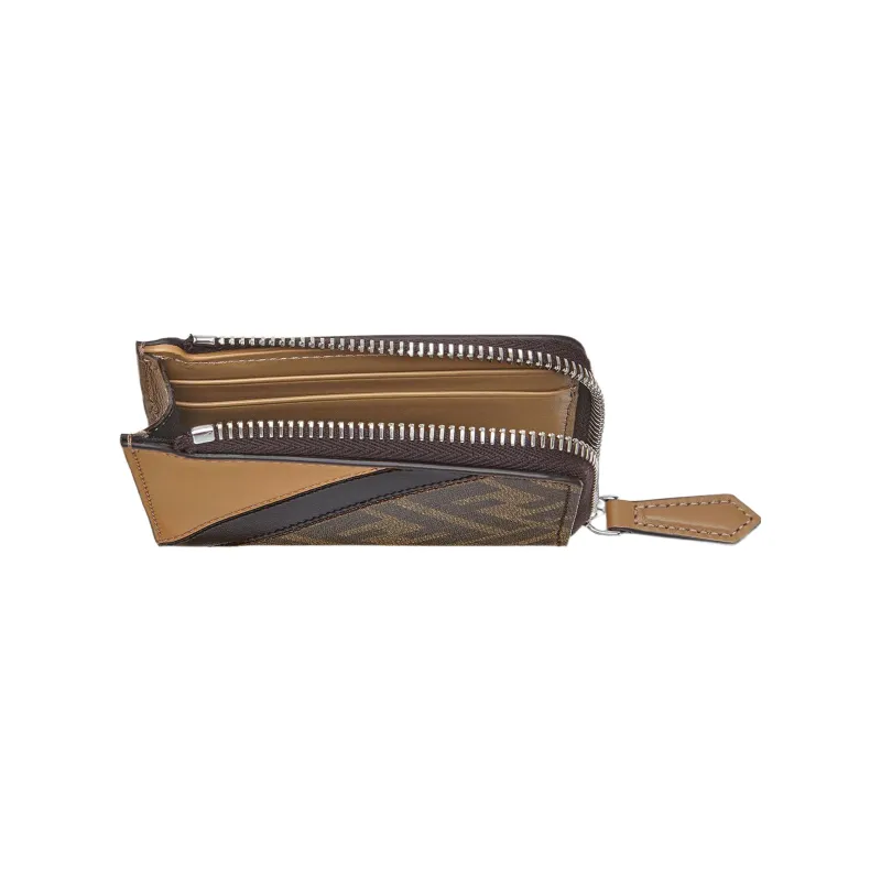 FENDI Leather Coin Purse Card Holder, Men's Men's Brown-2