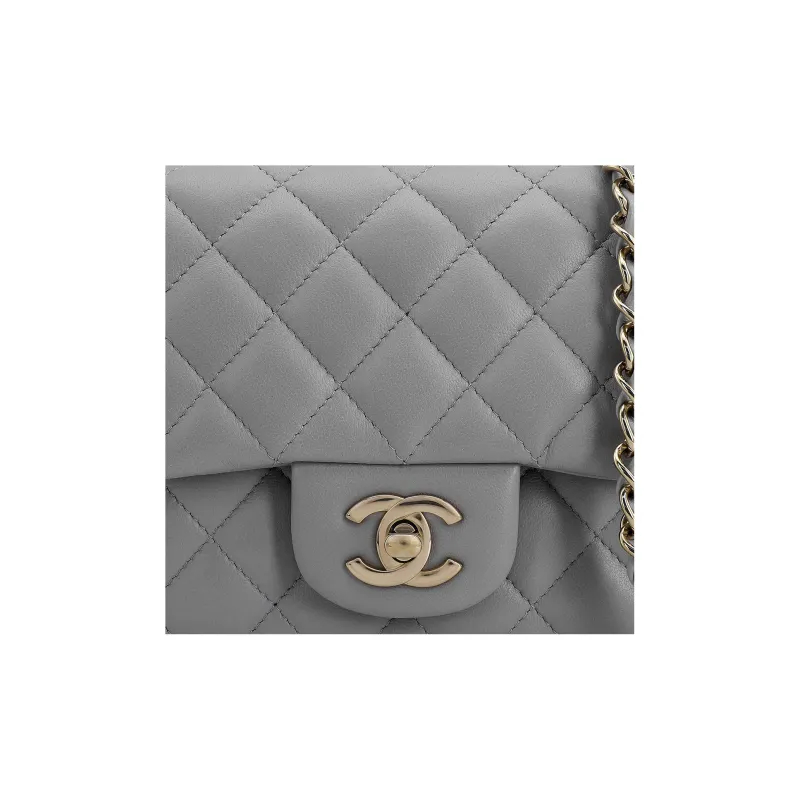 CHANEL Classic Flap CF Lambskin Shoulder Bag, Crossbody Bag Mini Women's Silverware Gray-3