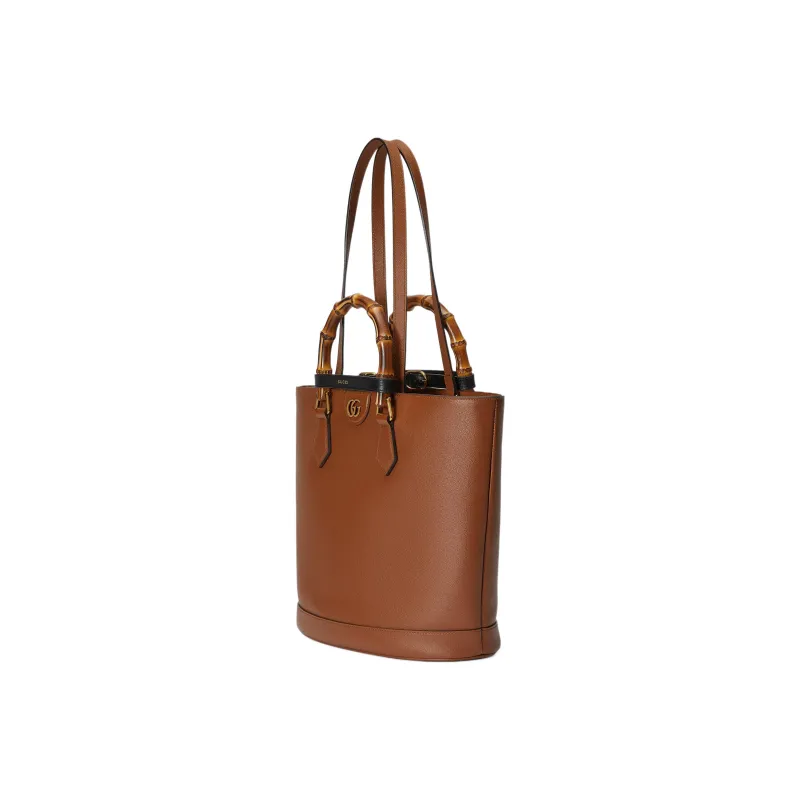 GUCCI Diana Leather Tote Bag Shopping Bag Shoulder Bag Handbag Medium Size Women's Brown-2
