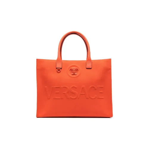 VERSACE La Medusa Calfskin tote Dusy Bag Shopping Bag One Shoulder Handbag Large Size Women's Orange