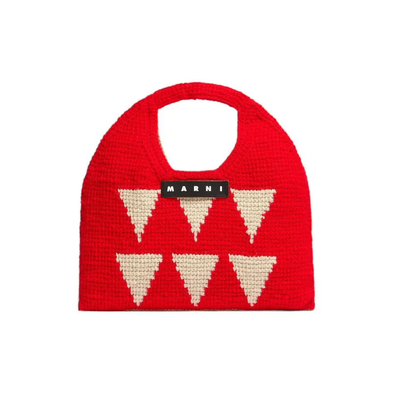 MARNI Wool Basket Bag Handbag Women's Red-0