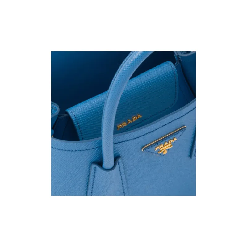 PRADA Leather Tote Bag Shopping Bag Shoulder Bag Crossbody Bag Handbag Mini Women's Light Blue-5