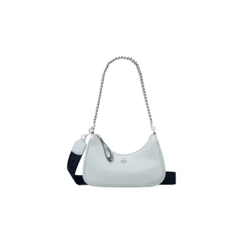 TORY BURCH 151 MERCER Nappa Leather Crescent Bag Handbag Crossbody Bag Shoulder Bag Women's Gray Blue