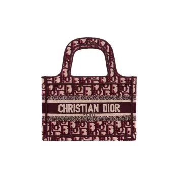 DIOR BookTote Canvas Tote Bag Shopping Bag Handbag Mini Women's Burgundy