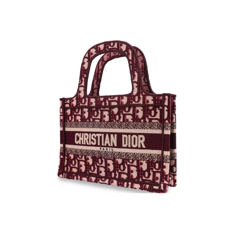 DIOR BookTote Canvas Tote Bag Shopping Bag Handbag Mini Women's Burgundy-1