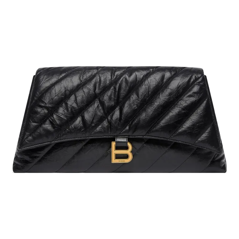 Balenciaga Clutch Crush Large Quilted Black-0