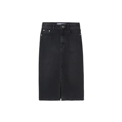 Youppiestaywithme Denim Long Skirts Women's Black