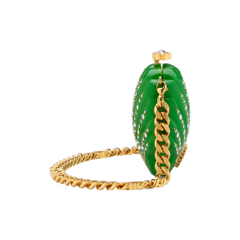GUCCI Resin Eveningwear One Shoulder Crossbody Clutch Regular Women's Green-2